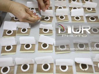 

A medical worker is preparing traditional Chinese medicine Sanfu stickers in Huai'an City, Jiangsu Province, China on July 11, 2023. Sanfu...