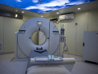 A General view showing a CT Scanner inside the Central Government-aided Emergency Hospital on July 11, 2023 in Hong Kong, China. The Hospita...