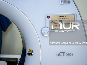 A General view showing a CT Scanner inside the Central Government-aided Emergency Hospital on July 11, 2023 in Hong Kong, China. The Hospita...