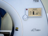 A General view showing a CT Scanner inside the Central Government-aided Emergency Hospital on July 11, 2023 in Hong Kong, China. The Hospita...