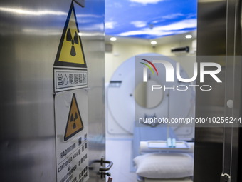 A General view showing a CT Scanner inside the Central Government-aided Emergency Hospital on July 11, 2023 in Hong Kong, China. The Hospita...