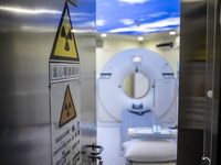 A General view showing a CT Scanner inside the Central Government-aided Emergency Hospital on July 11, 2023 in Hong Kong, China. The Hospita...