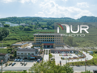 YICHANG, CHINA - JULY 13, 2023 - Aerial photo taken on July 13, 2023 shows the site of the ''send doctors and medicines'' medical assistance...