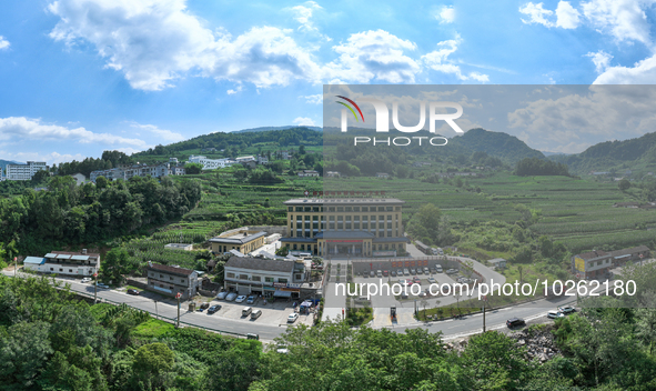 YICHANG, CHINA - JULY 13, 2023 - Aerial photo taken on July 13, 2023 shows the site of the ''send doctors and medicines'' medical assistance...