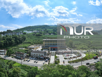 YICHANG, CHINA - JULY 13, 2023 - Aerial photo taken on July 13, 2023 shows the site of the ''send doctors and medicines'' medical assistance...