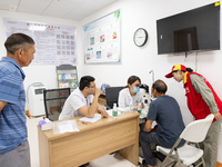 YICHANG, CHINA - JULY 13, 2023 - Photo taken on July 13, 2023 shows an expert doctor offering free medical treatment in the sorting room of...