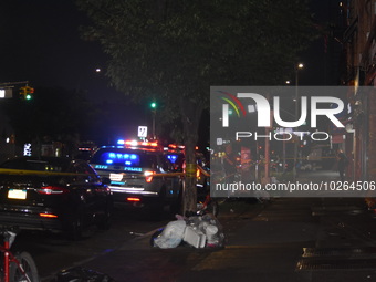 Multiple people stabbed early in the morning in Queens, New York, United States on July 14, 2023. Two people were reportedly stabbed outside...