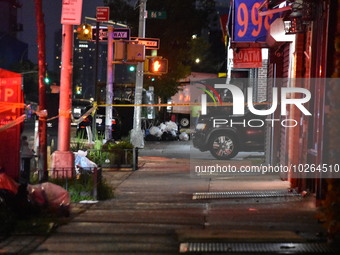 Multiple people stabbed early in the morning in Queens, New York, United States on July 14, 2023. Two people were reportedly stabbed outside...