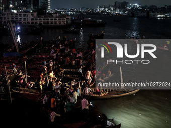 A water bus with more than half a hundred passengers sank after being hit by a sand-laden bulkhead in the Buriganga river at Sadarghat in Dh...