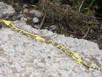 LOWER MAKEFIELD TOWNSHIP, PENNSYLVANIA, UNITED STATES - JULY 17 - Severe flooding damage and buckling roads in Lower Makefield Township, Pen...