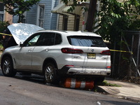 Flash flooding destroys homes, submerges cars and prompts water rescues in New Brunswick, New Jersey, United States on July 18, 2023. Flash...