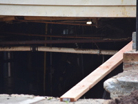 Flash flooding destroys homes, submerges cars and prompts water rescues in New Brunswick, New Jersey, United States on July 18, 2023. Flash...