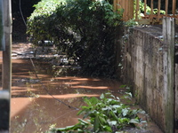 Flash flooding destroys homes, submerges cars and prompts water rescues in New Brunswick, New Jersey, United States on July 18, 2023. Flash...