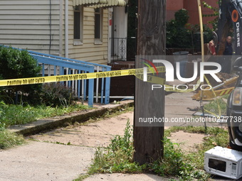 Flash flooding destroys homes, submerges cars and prompts water rescues in New Brunswick, New Jersey, United States on July 18, 2023. Flash...