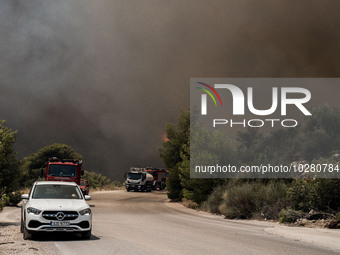 

Athens, Greece, on July 18th, 2023 - Ragind wildfires are burning several houses at Nea Zoi village of Dervenohoria. (