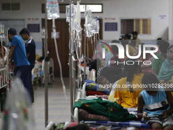 Patients suffering from dengue fever being treated at a government hospital in Dhaka, Bangladesh on July 20. 2023. More than 100 people have...