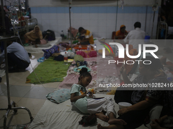 Patients suffering from dengue fever being treated at a government hospital in Dhaka, Bangladesh on July 20. 2023. More than 100 people have...