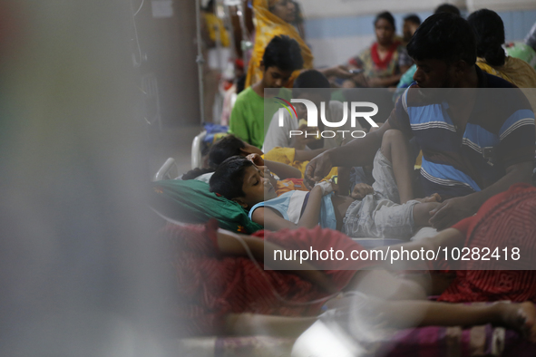 Patients suffering from dengue fever being treated at a government hospital in Dhaka, Bangladesh on July 20. 2023. More than 100 people have...