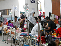 

Patients suffering from dengue fever are being treated inside the Mugdha General Hospital's admission section in Dhaka, Bangladesh on July...