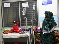 

Patients suffering from dengue fever are being treated inside the Mugdha General Hospital's admission section in Dhaka, Bangladesh on July...