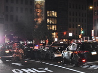 Six vehicle crash near Manhattan Bridge on Bowery Street and Canal Street in Manhattan, New York City, United States on July 23, 2023. Six v...