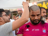 Solidarity with cancer patients in Afrin, northwestern Syria,on july 23, 2023,  as they shave their hair in support of cancer patients exper...