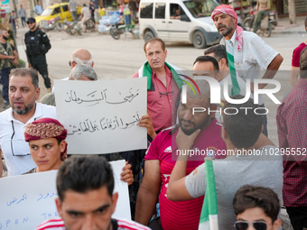 Solidarity with cancer patients in Afrin, northwestern Syria,on july 23, 2023,  as they shave their hair in support of cancer patients exper...