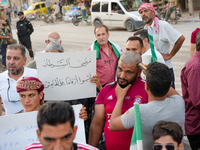 Solidarity with cancer patients in Afrin, northwestern Syria,on july 23, 2023,  as they shave their hair in support of cancer patients exper...