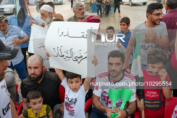 Solidarity with cancer patients in Afrin, northwestern Syria,on july 23, 2023,  as they shave their hair in support of cancer patients exper...