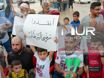 Solidarity with cancer patients in Afrin, northwestern Syria,on july 23, 2023,  as they shave their hair in support of cancer patients exper...