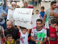 Solidarity with cancer patients in Afrin, northwestern Syria,on july 23, 2023,  as they shave their hair in support of cancer patients exper...