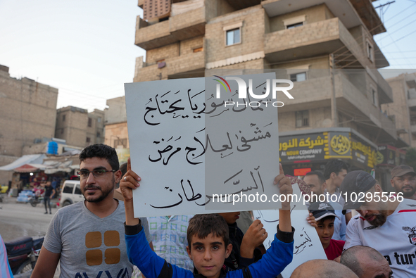 Solidarity with cancer patients in Afrin, northwestern Syria,on july 23, 2023,  as they shave their hair in support of cancer patients exper...