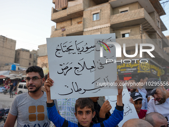 Solidarity with cancer patients in Afrin, northwestern Syria,on july 23, 2023,  as they shave their hair in support of cancer patients exper...