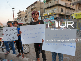 Solidarity with cancer patients in Afrin, northwestern Syria,on july 23, 2023,  as they shave their hair in support of cancer patients exper...