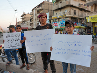 Solidarity with cancer patients in Afrin, northwestern Syria,on july 23, 2023,  as they shave their hair in support of cancer patients exper...