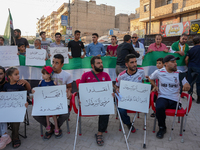 Solidarity with cancer patients in Afrin, northwestern Syria,on july 23, 2023,  as they shave their hair in support of cancer patients exper...