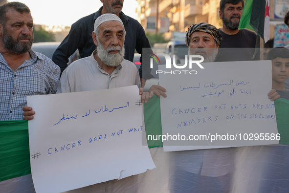 Solidarity with cancer patients in Afrin, northwestern Syria,on july 23, 2023,  as they shave their hair in support of cancer patients exper...