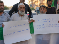 Solidarity with cancer patients in Afrin, northwestern Syria,on july 23, 2023,  as they shave their hair in support of cancer patients exper...