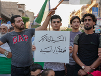 Solidarity with cancer patients in Afrin, northwestern Syria,on july 23, 2023,  as they shave their hair in support of cancer patients exper...