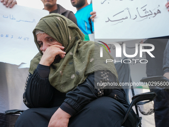 Solidarity with cancer patients in Afrin, northwestern Syria,on july 23, 2023,  as they shave their hair in support of cancer patients exper...