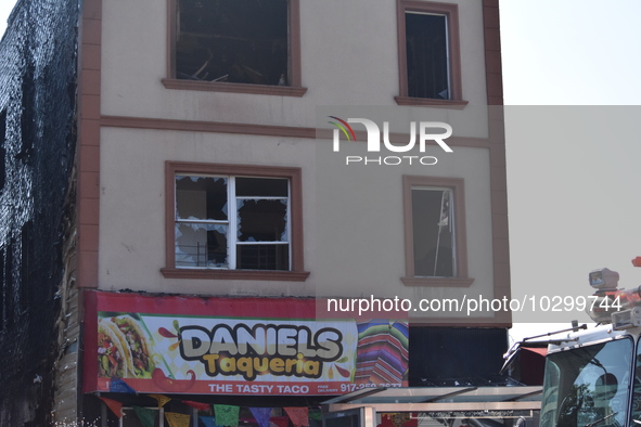 4 alarm fire in Bronx, New York, United States on July 24, 2023 damaged several storefronts. Monday afternoon, a large fire on Castle Hill A...