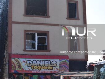 4 alarm fire in Bronx, New York, United States on July 24, 2023 damaged several storefronts. Monday afternoon, a large fire on Castle Hill A...