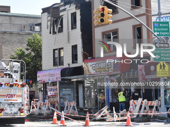 4 alarm fire in Bronx, New York, United States on July 24, 2023 damaged several storefronts. Monday afternoon, a large fire on Castle Hill A...