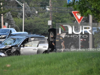 Accident investigation in Ramsey, New Jersey, United States on July 24, 2023. Around 4:50 PM Eastern Time, Monday afternoon at Franklin Turn...