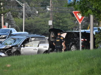 Accident investigation in Ramsey, New Jersey, United States on July 24, 2023. Around 4:50 PM Eastern Time, Monday afternoon at Franklin Turn...