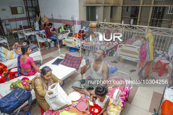 People suffering from dengue fever as they admitted for treatment at a government hospital in Dhaka, Bangladesh, on July 26, 2023. The dengu...