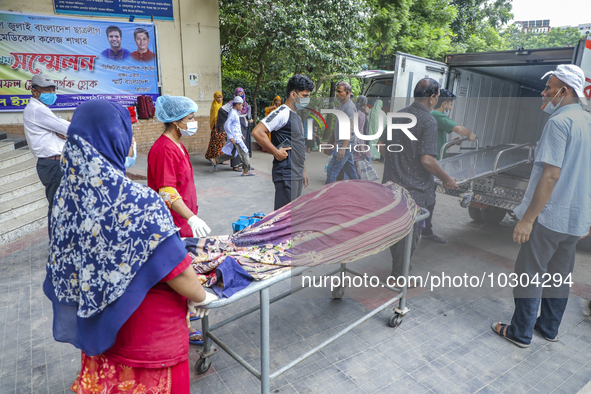 People suffering from dengue fever as they admitted for treatment at a government hospital in Dhaka, Bangladesh, on July 26, 2023. The dengu...