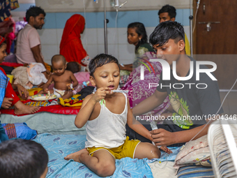 People suffering from dengue fever as they admitted for treatment at a government hospital in Dhaka, Bangladesh, on July 26, 2023. The dengu...