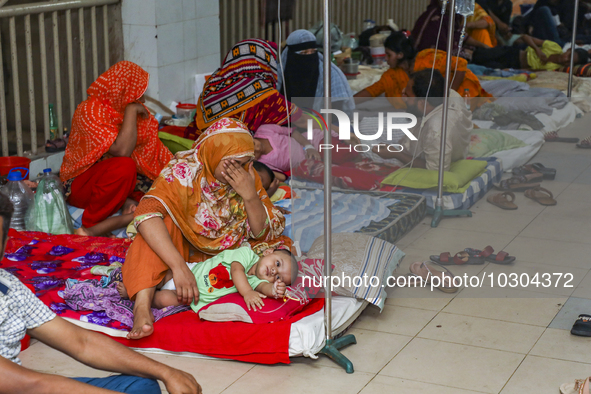 People suffering from dengue fever as they admitted for treatment at a government hospital in Dhaka, Bangladesh, on July 26, 2023. The dengu...