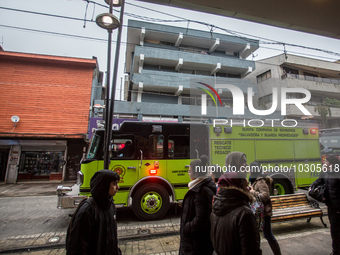 
Firefighters respond to a gas explosion emergency at a residential building in Osorno on July 26, 2023. (